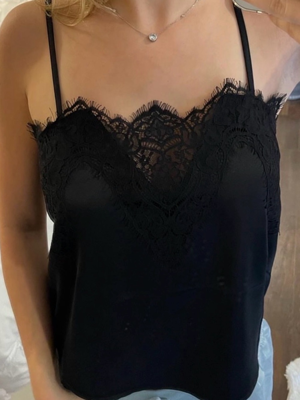Forever 21 Black Lace Trim Cami Tank